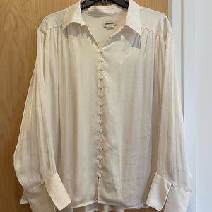 Zadig & Voltaire Trent Ivory Satin Button down Blouse Shirt sz M